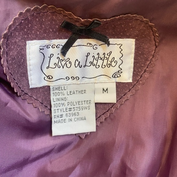 Live a Little plum leather jacket SZ M - Picture 8 of 8